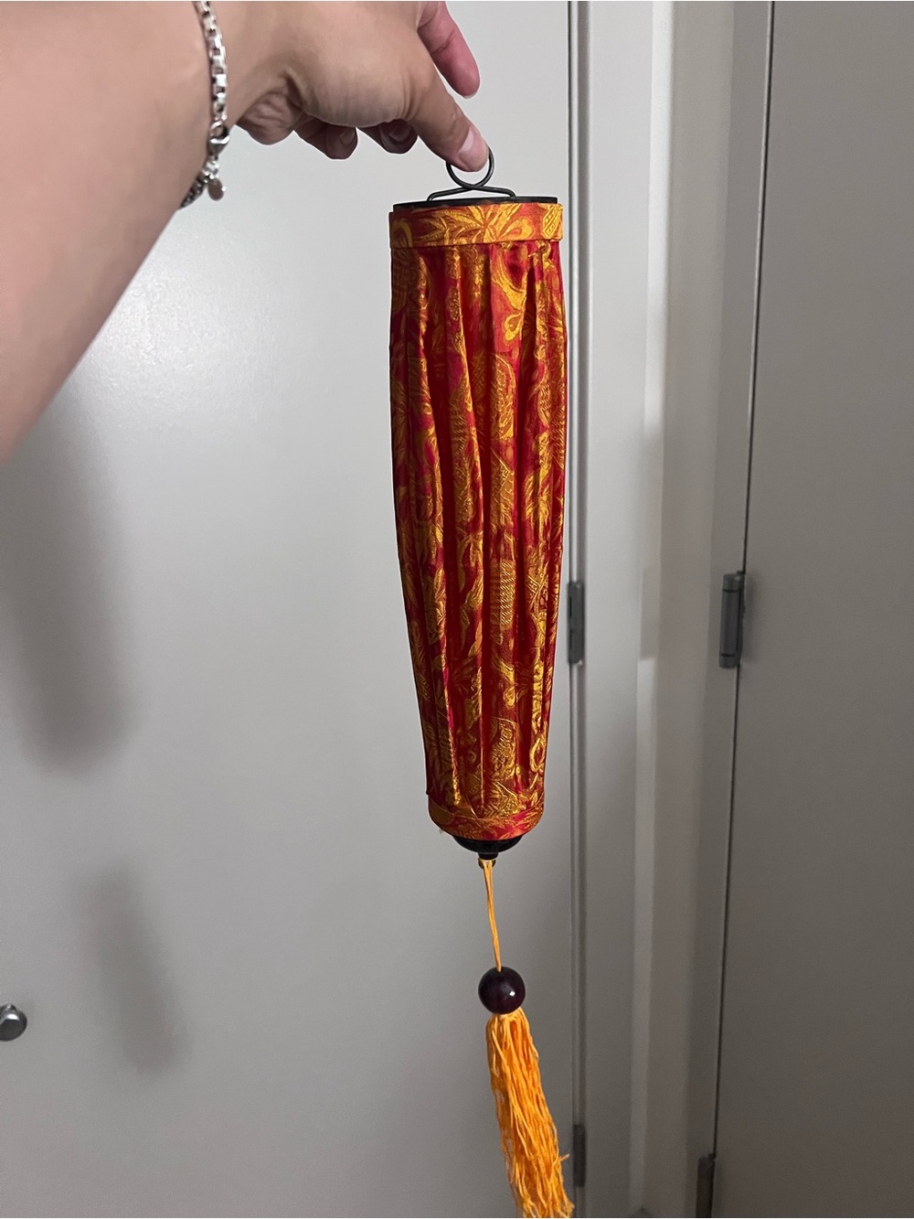 Silk Red & Gold Decorative Hanging Lantern - see pics for measurements